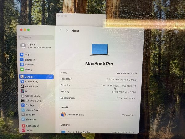 Apple MacBook Pro 2019 16inch Intel i9-9880H 2.3Ghz 16GB Memory 1TB SSD AMD Radeon Pro 5500M Refurbished - Image 5